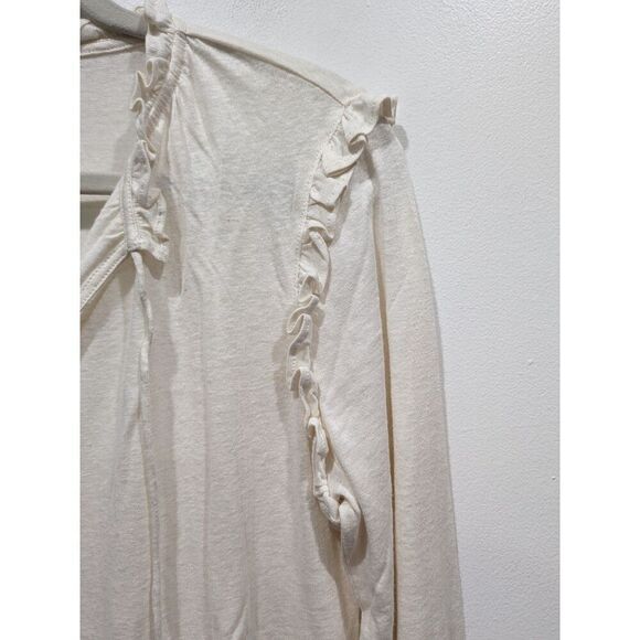 New! Lauren Ralph Lauren Black Label Linen Blend Ruffled Keyhole Blouse, S - Picture 4 of 11